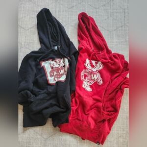 Red and Black Wisconsin Badger Hoodies Size Large